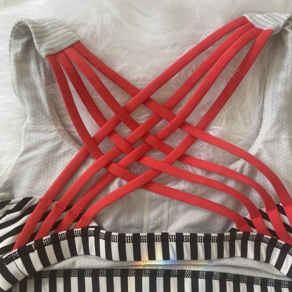 White and Coral Lululemon Wild Tank with Built-in Bra, Size 4 - Picture 8 of 12